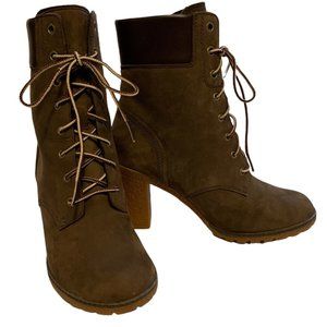 Timberland Allington Nubuck Leather Lace Up Chunky Lug Sole Booties 8, Brown